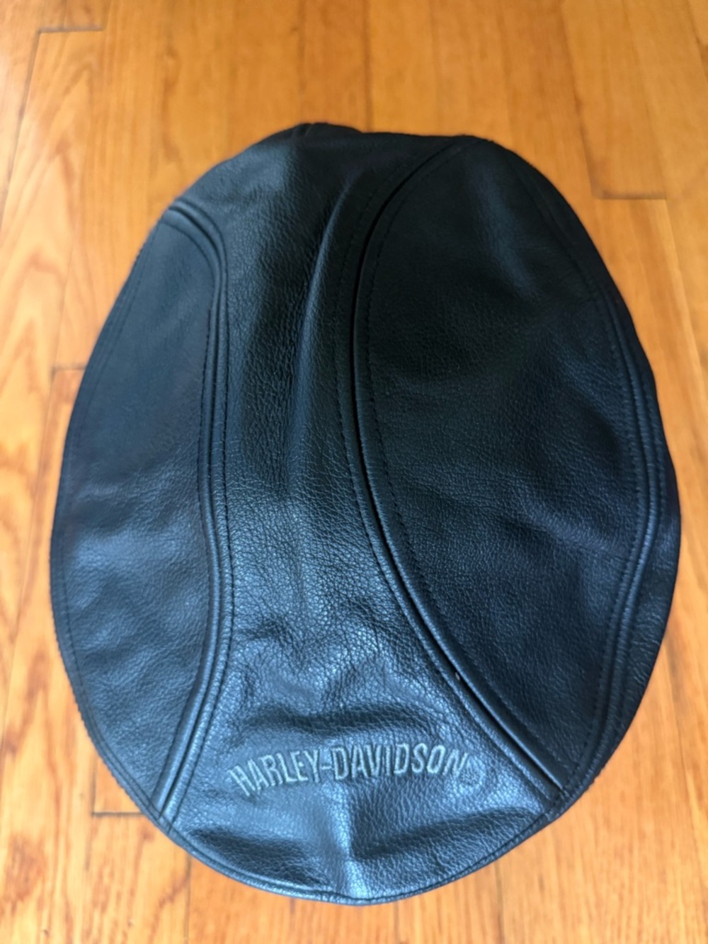 Harley-Davidson Black Leather Newsboy Cap